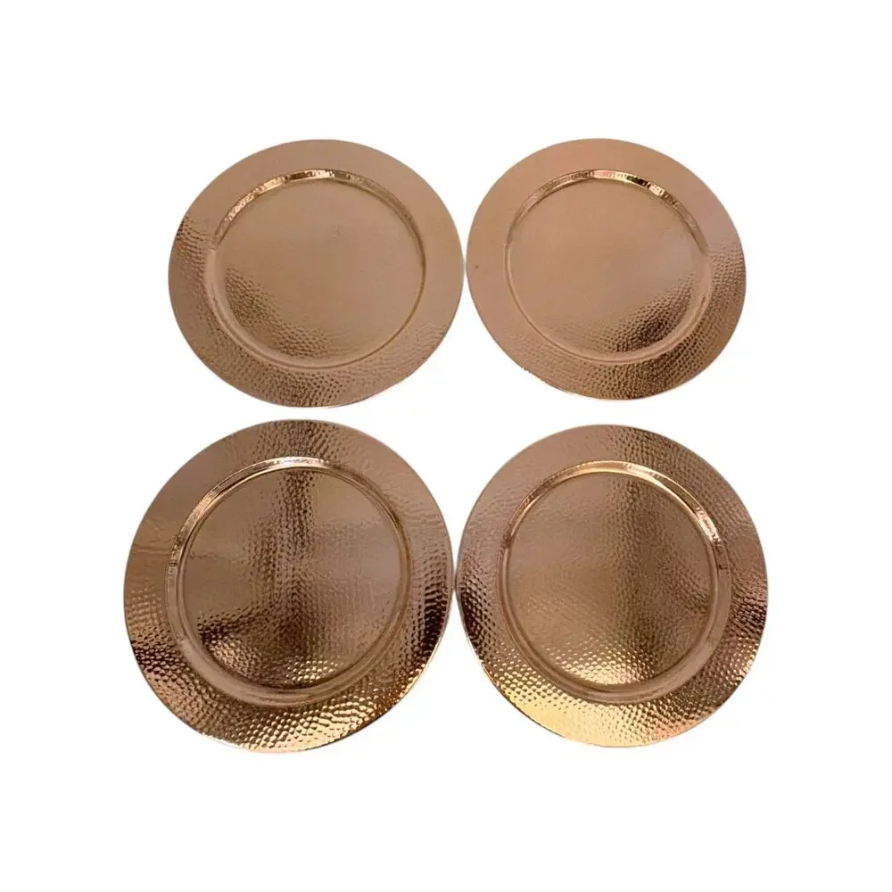 WILLIAMS-SONOMA Hammered Copper Charger Plates ||| Set of 4